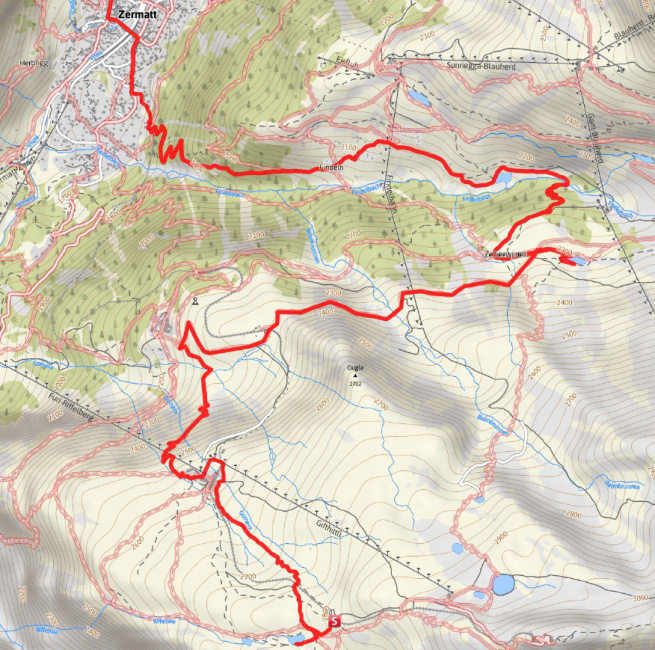 Wanderung Rotenboden - Riffelberg - Grünsee - Mojsee - Zermatt